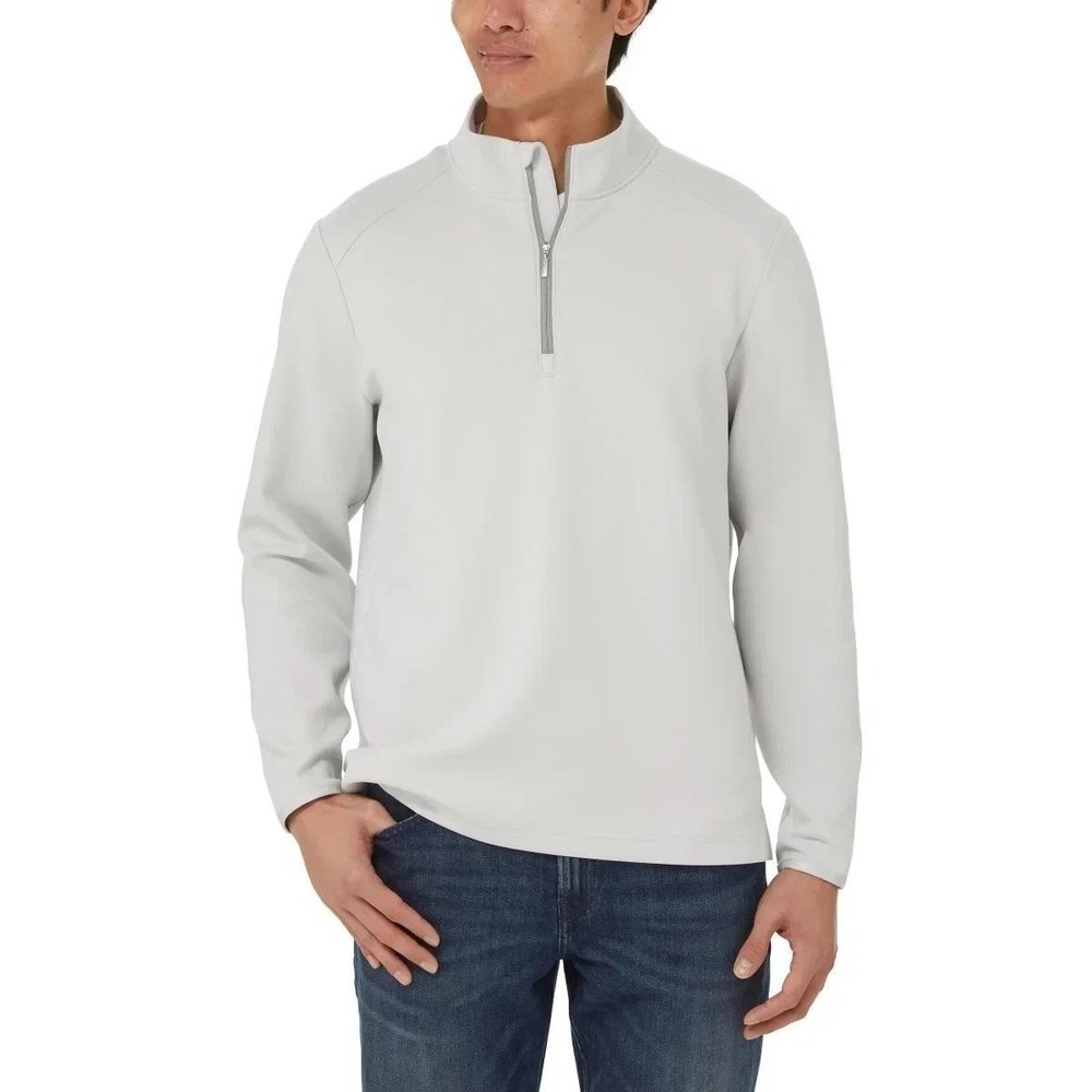 NEW Kirkland Signature Men's Size S Light Gray 1/4 Zip Pullover Sweatshirt